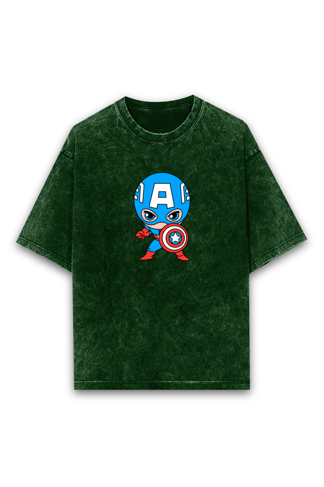 Captain America (Unisex Acid Wash Oversized Classic T-shirt)